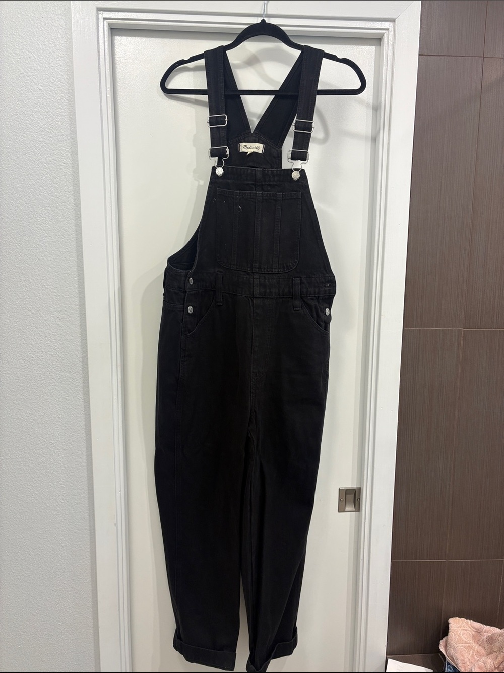 Madewell Black Denim Overalls Jumpsuit with Adjustable Straps